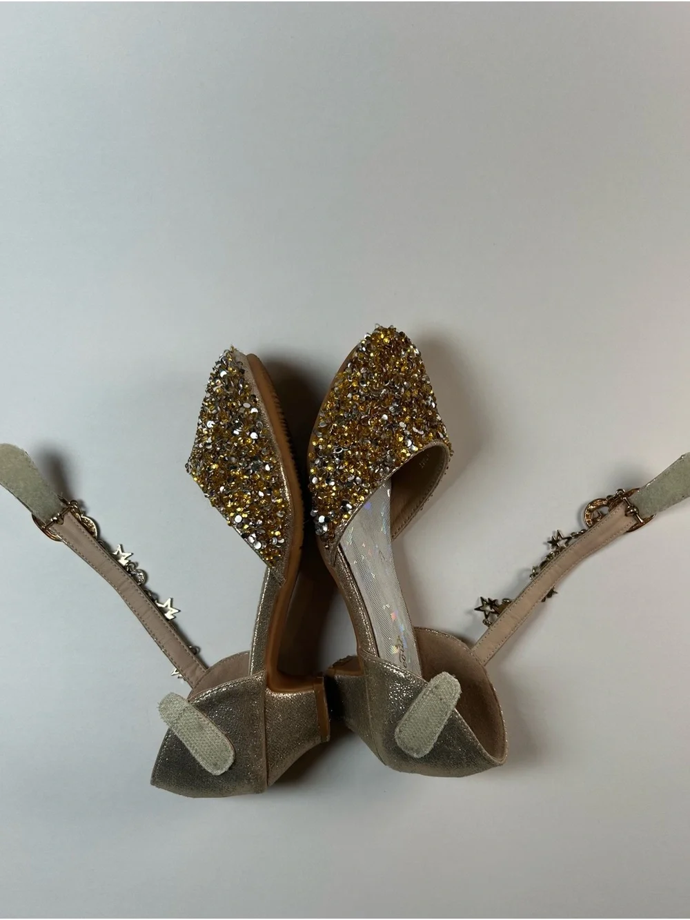 Turdeoir Girls Rhinestone Mary Jane Heels Gold Star Moon Charm Dress Shoes 13